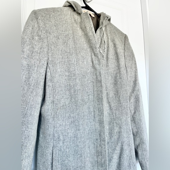 Miel sz S/M 38 Coat Hood Pockets Gray Wool Blend Unisex trench hidden buttons - Picture 7 of 9
